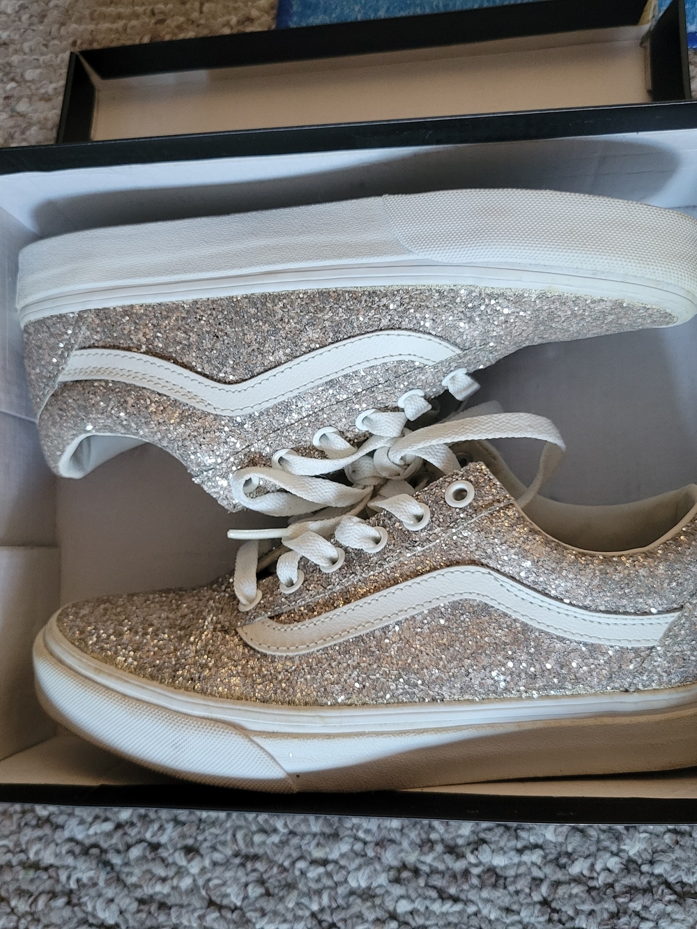 Vans Glitter Low-Top Sneakers - Gold/White